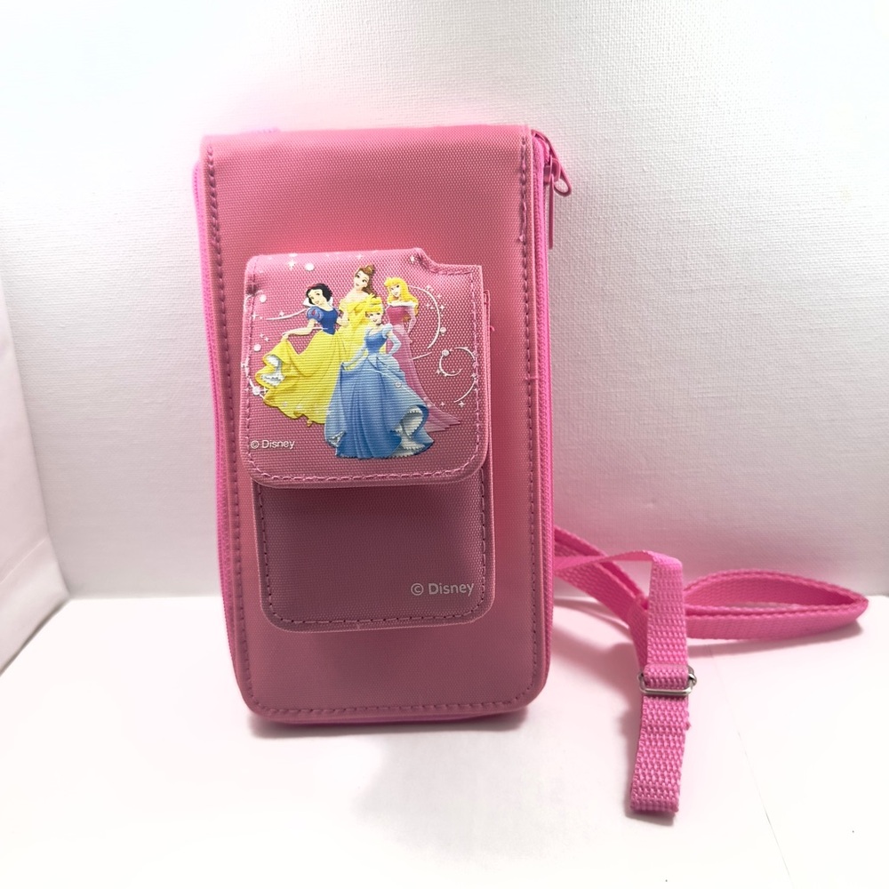 Authentic Vintage Disney Pink Princesses Wallet w/ Flip Phone Holder Crossbody